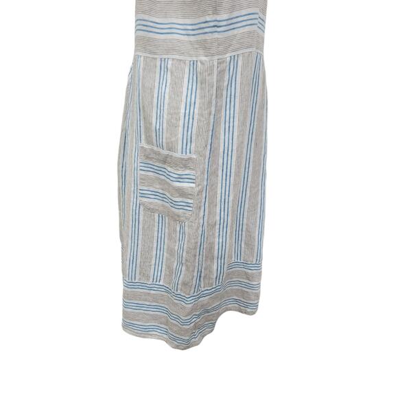 J. Jill Love Linen Linen Dress Women's Size MT Sleeveless Striped Sheath Pockets - Picture 12 of 13
